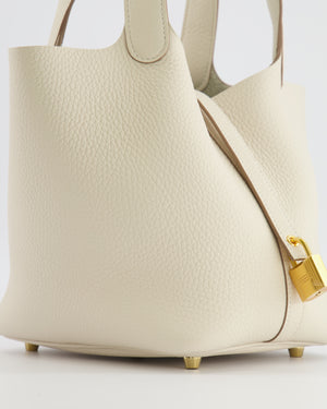 *RARE* Hermès Picotin Lock 18 Bag in Craie Clemence Leather with Gold Hardware