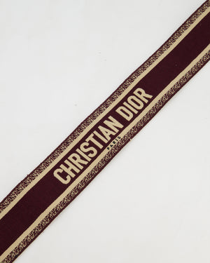 Christian Dior Burgundy & Ecru Canvas Guitar Bag Strap with Antique Gold Hardware & Black Leather