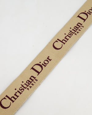 Christian Dior Burgundy & Ecru Canvas Guitar Bag Strap with Antique Gold Hardware & Black Leather