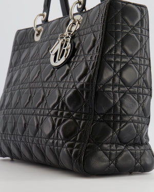 Christian Dior Large Lady Dior Bag in Black Cannage Lambskin Leather with Silver Hardware RRP £5,200