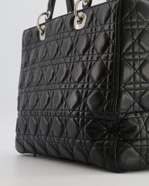 Christian Dior Large Lady Dior Bag in Black Cannage Lambskin Leather with Silver Hardware RRP £5,200