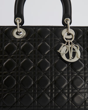 Christian Dior Large Lady Dior Bag in Black Cannage Lambskin Leather with Silver Hardware RRP £5,200