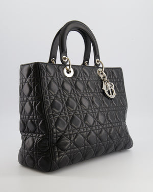 Christian Dior Large Lady Dior Bag in Black Cannage Lambskin Leather with Silver Hardware RRP £5,200