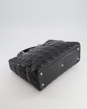 Christian Dior Large Lady Dior Bag in Black Cannage Lambskin Leather with Silver Hardware RRP £5,200