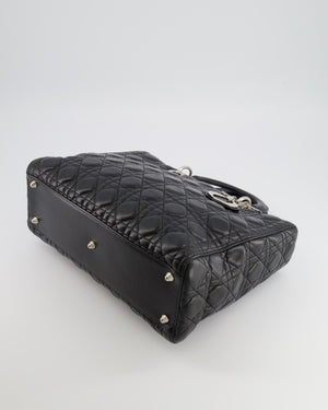 Christian Dior Large Lady Dior Bag in Black Cannage Lambskin Leather with Silver Hardware RRP £5,200