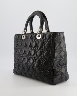 Christian Dior Large Lady Dior Bag in Black Cannage Lambskin Leather with Silver Hardware RRP £5,200
