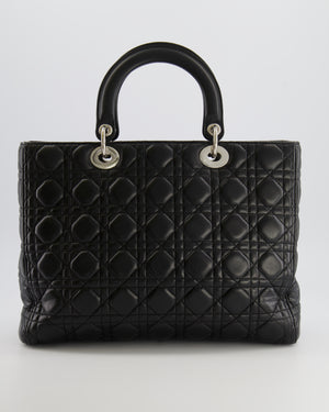 Christian Dior Large Lady Dior Bag in Black Cannage Lambskin Leather with Silver Hardware RRP £5,200