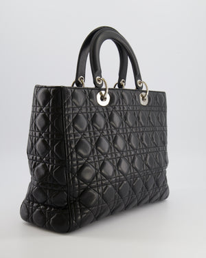 Christian Dior Large Lady Dior Bag in Black Cannage Lambskin Leather with Silver Hardware RRP £5,200