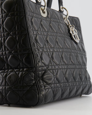 Christian Dior Large Lady Dior Bag in Black Cannage Lambskin Leather with Silver Hardware RRP £5,200