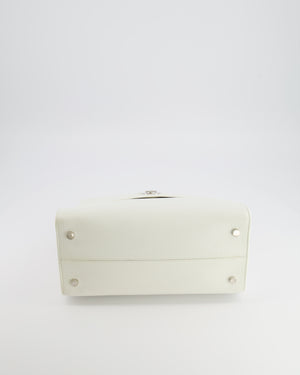 Christian Dior Diorever Bag in White Taurillon Grained Leather with Silver Hardware