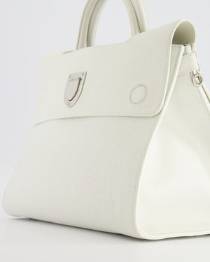 Christian Dior Diorever Bag in White Taurillon Grained Leather with Silver Hardware