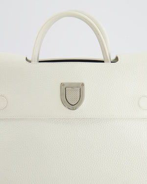 Christian Dior Diorever Bag in White Taurillon Grained Leather with Silver Hardware