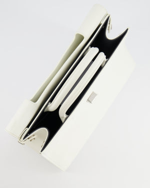 Christian Dior Diorever Bag in White Taurillon Grained Leather with Silver Hardware