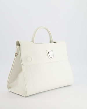 Christian Dior Diorever Bag in White Taurillon Grained Leather with Silver Hardware