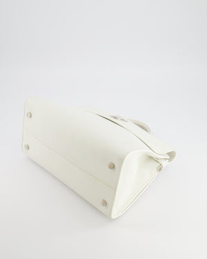 Christian Dior Diorever Bag in White Taurillon Grained Leather with Silver Hardware