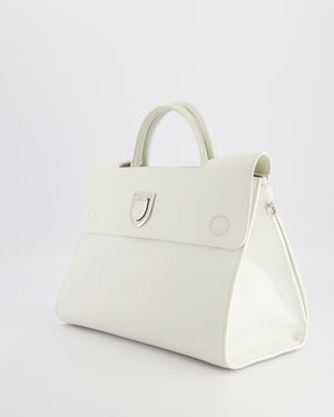 Christian Dior Diorever Bag in White Taurillon Grained Leather with Silver Hardware