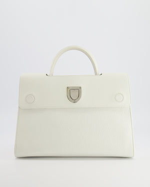 Christian Dior Diorever Bag in White Taurillon Grained Leather with Silver Hardware