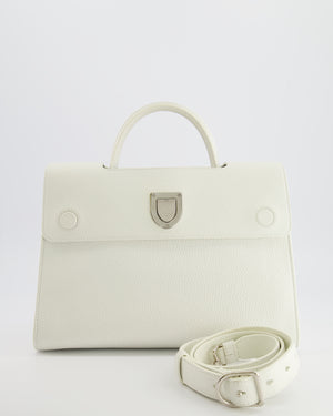 Christian Dior Diorever Bag in White Taurillon Grained Leather with Silver Hardware