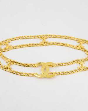 *RARE* Chanel Vintage 1997 24K Gold Logo Chain Belt with Small CC Logos and a Large CC Logo Buckle