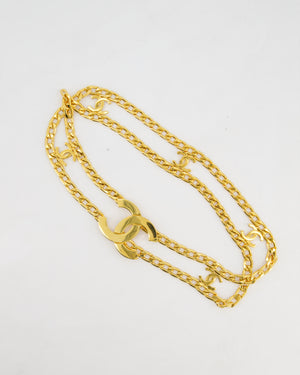 *RARE* Chanel Vintage 1997 24K Gold Logo Chain Belt with Small CC Logos and a Large CC Logo Buckle