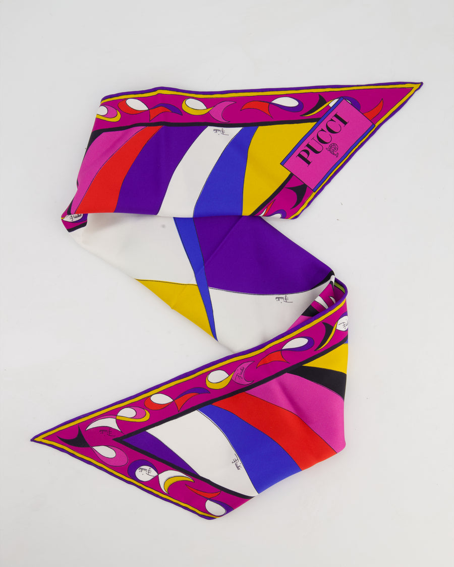Emilio Pucci Multi-Colour Pesci Print Reversible Silk Triangle Scarf Size 130cm x 135cm