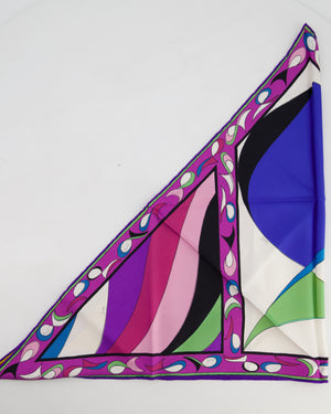 Emilio Pucci Multi-Colour Pesci Print Reversible Silk Triangle Scarf Size 130cm x 135cm