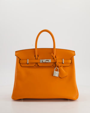 Hermès Birkin 25 Retourne Bag in Orange Swift Leather with Palladium Hardware