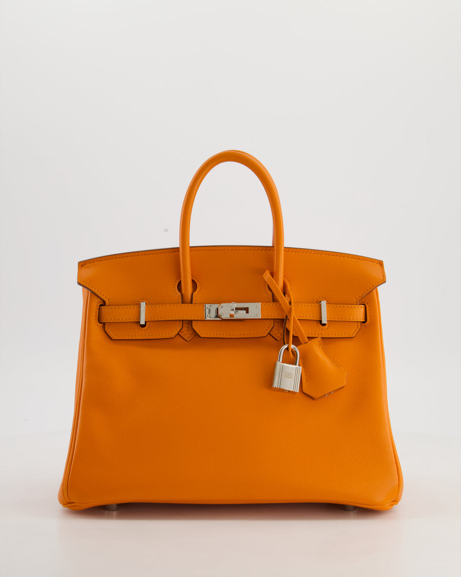 Hermès Birkin 25 Retourne Bag in Orange Swift Leather with Palladium Hardware