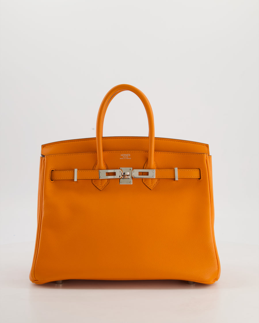 Hermès Birkin 25 Retourne Bag in Orange Swift Leather with Palladium Hardware