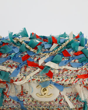 Chanel Cruise 2017 Paris-Cuba Flap Bag in Blue, White & Red Tweed with Champagne Gold Hardware & Leather Details