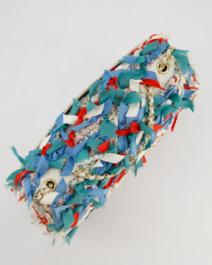 Chanel Cruise 2017 Paris-Cuba Flap Bag in Blue, White & Red Tweed with Champagne Gold Hardware & Leather Details