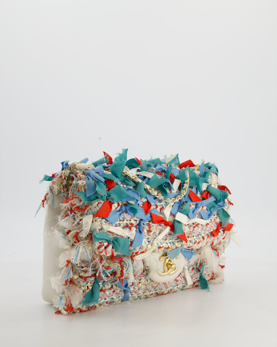 Chanel Cruise 2017 Paris-Cuba Flap Bag in Blue, White & Red Tweed with Champagne Gold Hardware & Leather Details