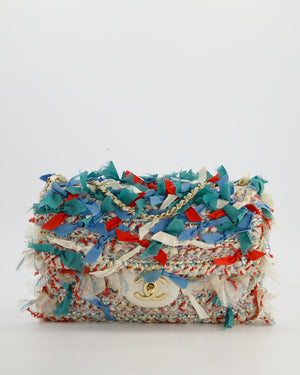 Chanel Cruise 2017 Paris-Cuba Flap Bag in Blue, White & Red Tweed with Champagne Gold Hardware & Leather Details