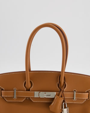 *RARE* Hermès Shoulder Birkin Light 29 Bag in Gold Evercolour Leather with Palladium Hardware