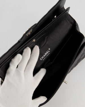 Chanel Black Medium Classic Double Flap Bag in Caviar Leather with Silver Hardware