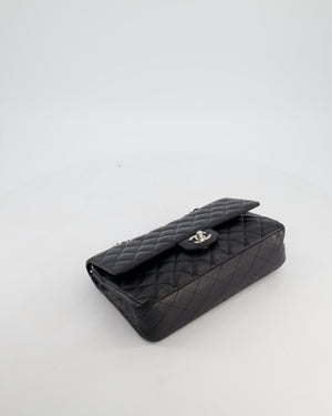 Chanel Black Medium Classic Double Flap Bag in Caviar Leather with Silver Hardware