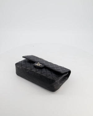 Chanel Black Medium Classic Double Flap Bag in Caviar Leather with Silver Hardware
