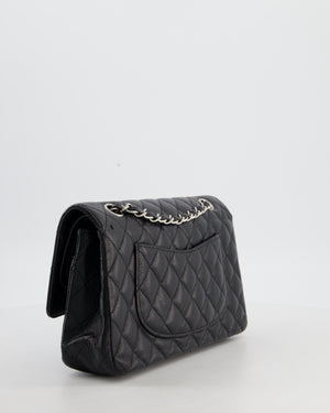 Chanel Black Medium Classic Double Flap Bag in Caviar Leather with Silver Hardware