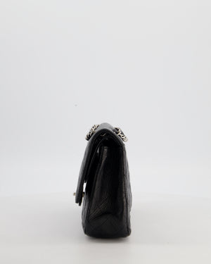 Chanel Black Medium Classic Double Flap Bag in Caviar Leather with Silver Hardware