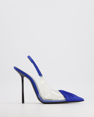 Saint Laurent Blue Chica PVC and Satin Slingback Pumps Size EU 37.5
