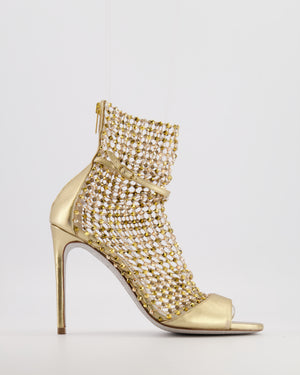 Rene Caovilla Metallic Gold Crystal Embellished Galaxia Heeled Sandals Size EU 38 RRP £1,410