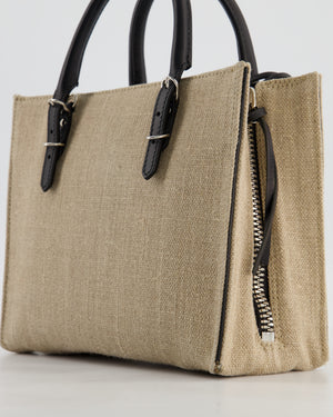 Balenciaga Beige Canvas Mini Papier A4 Tote Bag with a Black Trim and Silver Hardware