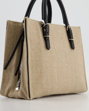 Balenciaga Beige Canvas Mini Papier A4 Tote Bag with a Black Trim and Silver Hardware