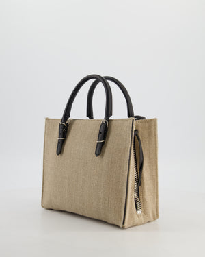 Balenciaga Beige Canvas Mini Papier A4 Tote Bag with a Black Trim and Silver Hardware