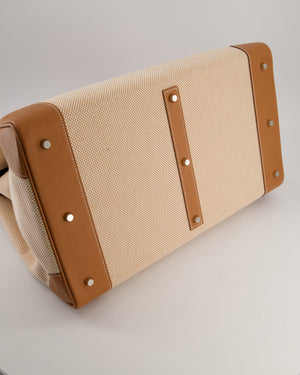 *RARE* Hermès Haut à Courroies HAC 50 Bag in Gold Evercolour Leather &  Écru/Beige Toile Cross Canvas with Palladium Hardware