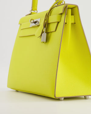 Hermès Kelly 28 Sellier Bag in Lime Epsom Leather with Palladium Hardware
