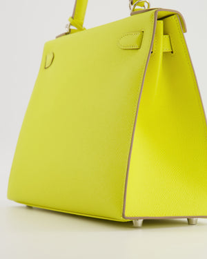 Hermès Kelly 28 Sellier Bag in Lime Epsom Leather with Palladium Hardware