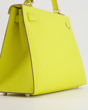 Hermès Kelly 28 Sellier Bag in Lime Epsom Leather with Palladium Hardware