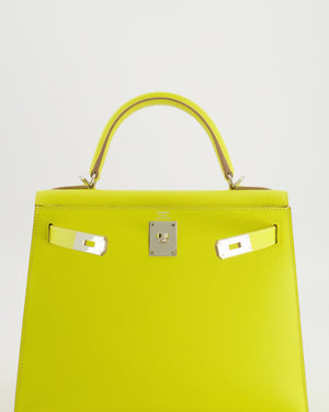 Hermès Kelly 28 Sellier Bag in Lime Epsom Leather with Palladium Hardware