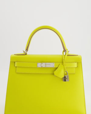 Hermès Kelly 28 Sellier Bag in Lime Epsom Leather with Palladium Hardware